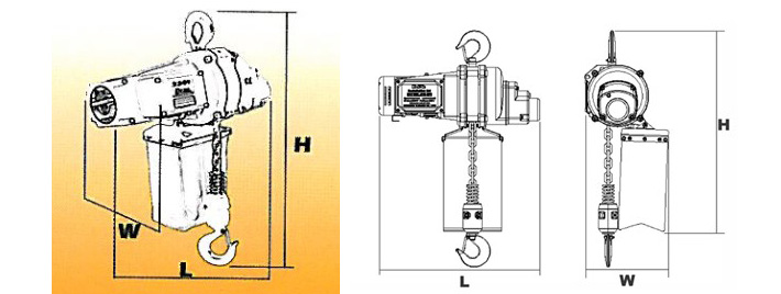 DU-825迷你環(huán)鏈電動(dòng)葫蘆結構尺寸圖