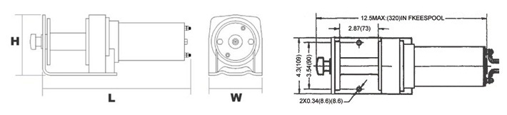 DU-2000沙灘車(chē)用電動(dòng)絞盤(pán)結構尺寸圖