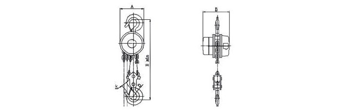 DHS-K快速環(huán)鏈提升機結構尺寸圖片