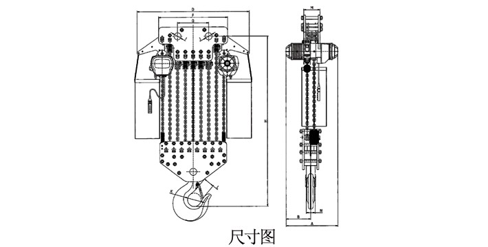 35噸電動(dòng)葫蘆結構尺寸圖片