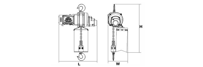 DU-901迷你環(huán)鏈電動(dòng)葫蘆結構尺寸圖片