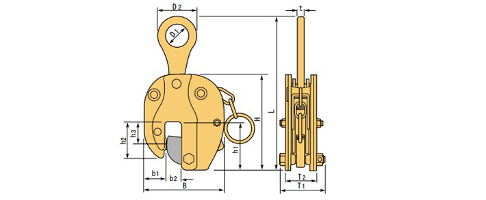 世霸SVC-H型豎吊鋼板鉗結構尺寸圖片