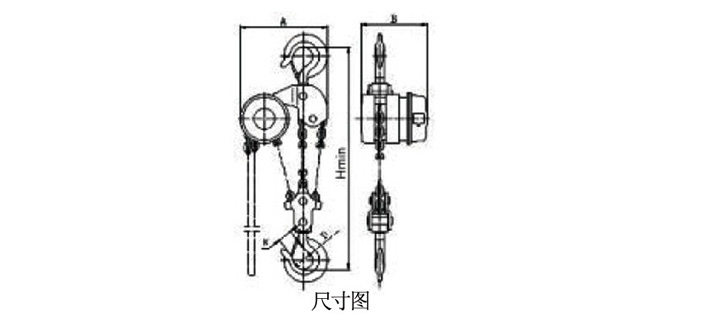 慢速電動(dòng)環(huán)鏈提升機結構尺寸圖片