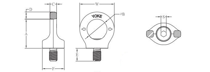 YOKE眼型旋轉吊點(diǎn)8-291結構尺寸圖片