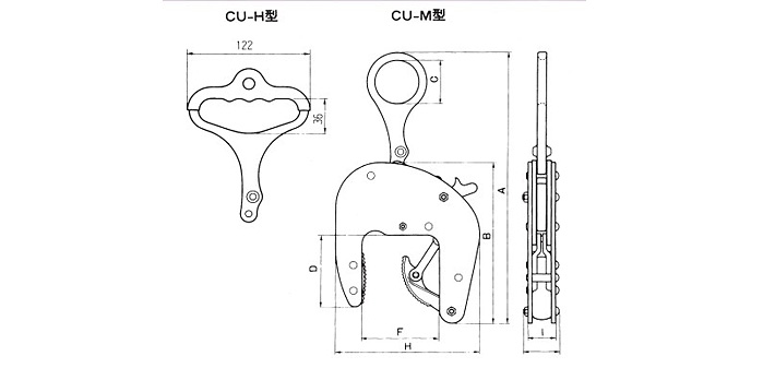 CU-M型三木混凝土吊具結構尺寸圖片